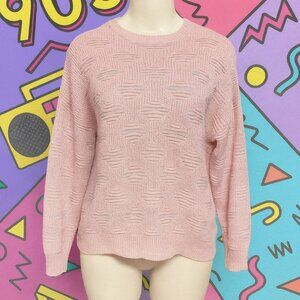 Vintage Checkpoint Pink Sweater Size Medium Cotton 90s Grandmacore Cottagecore